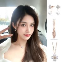 【lz】▧✱  Clover Necklace and Earrings Set para mulheres Clover Jewelry Shipping Gift Box alta qualidade frete grátis