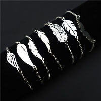 Feather Wing Bracelet Stainless Steel Wristband Jewelry For Women Men Adjustable Length 12 pcslot Mix Styles Wholesale