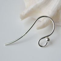 ear hook24x0.8mm solid 925 sterling silver earring wire hooks with 2mm ball 1pair