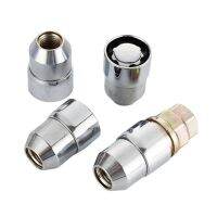 M12x1.5 Car Chrome Wheel Lug Nuts Bulge Acorn Cone Seat Steel Racing Bolt Head Cover M12x1.25 4 Anti Theft Locking Nuts 1Key