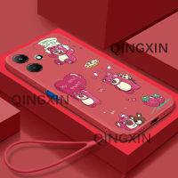 สำหรับ Infinix Hot 30i เคสเคสโทรศัพท์ลายการ์ตูนอะนิเมะน่ารักขอบสี่เหลี่ยมได้รับความนิยม TPU อ่อนลายการ์ตูนเคสนิ่มลวดลายขอบตรงฟรีสายคล้องดีไซน์