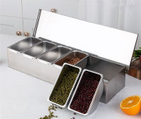 High quality 304 Stainless Steel Seasoning Box Ho Restaurant chef Seasoning Box With Lid Storage Box Household Seasoning Tank