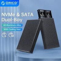 ช่องคู่ ORICO M2 Nvme เคส SSD อลูมิเนียม10Gbps สำหรับ M Key M &amp; B Key Nvme Pcie เครื่องมือฟรี SSD ที่มีการระบายความร้อนในตัว