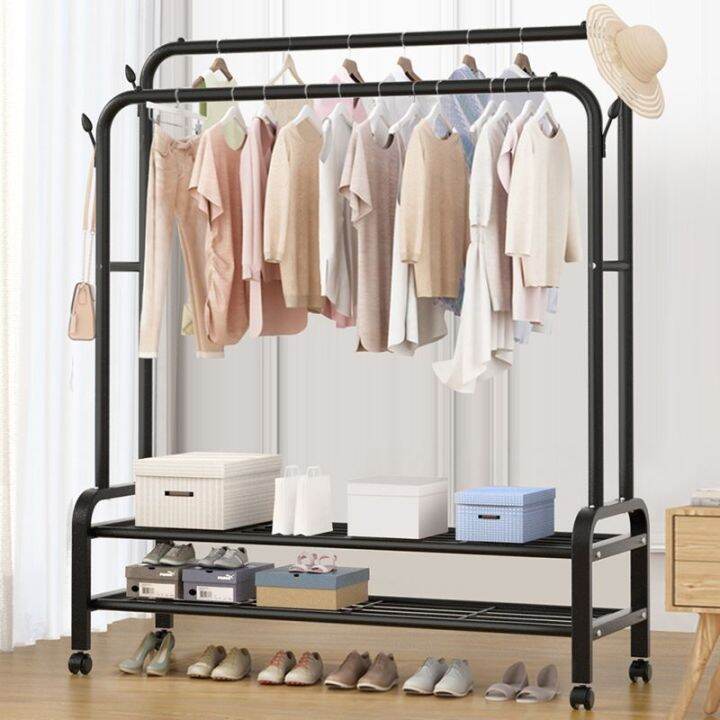 Household detachable double pole hanger floor standing hanger thickened
