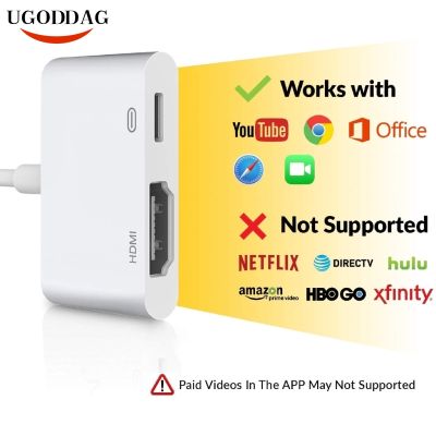 Lightning to Digital AV Adapter iPhone to TV HDMI Adapter Sync Screen Connector with Charging Port for Projector Connector Cord