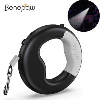 Benepaw สายจูงสุนัข Led แบบยืดหดได้,USB ด้ามจับตามหลักสรีรศาสตร์ชาร์จไฟได้ปลอดสายจูงสัตว์เลี้ยงตะกั่ว