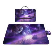Outer Space Galaxy Nebula Outdoor Picnic Blanket Beach Handy Oxford Portable Mat for Travel Camping Hiking and Music Festival Sleeping Pads