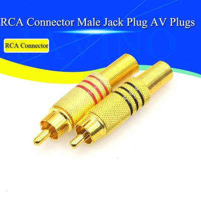 2Pcs Gold Red Black Metal Spring RCA Connector Male Jack Plug AV Plugs For PC Audio Vedio Welding DIY Parts Watering Systems Garden Hoses