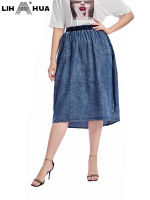 LIH HUA Women S Plus Size Denim Skirt Spring Chic Elegant Skirt For Chubby Women Cotton Skirt...