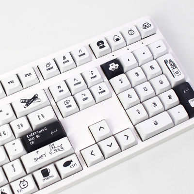 130 คีย์การ์ตูนสีดำส่วนบุคคลโปรไฟล์ XDA Keycaps Dye Sublimation PBT Keycaps สำหรับ MX Switch GK61 GK64 คีย์บอร์ด-iewo9238