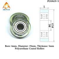 1pc OD 19mm PU Coated Rollers With 696 Bearing 6x19x5 mm PU69619-5 Polyurethane Forming Wheel PU696 6x19x5 Rubber Covered Pulley