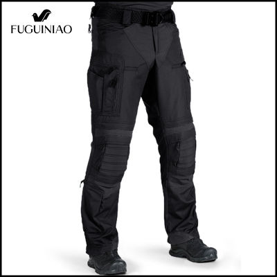 Fuguiniao ยุทธวิธีกางเกงผู้ชายสบายๆ Workwear พราง M Ulticam กองทัพสีเขียวรองเข่ากางเกง