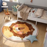 Lion Car For Living Room Round Rug To Bedroom Cartoon Kids Car Hairy Bedside Car Plush Play Mat For Children Nordic Rug