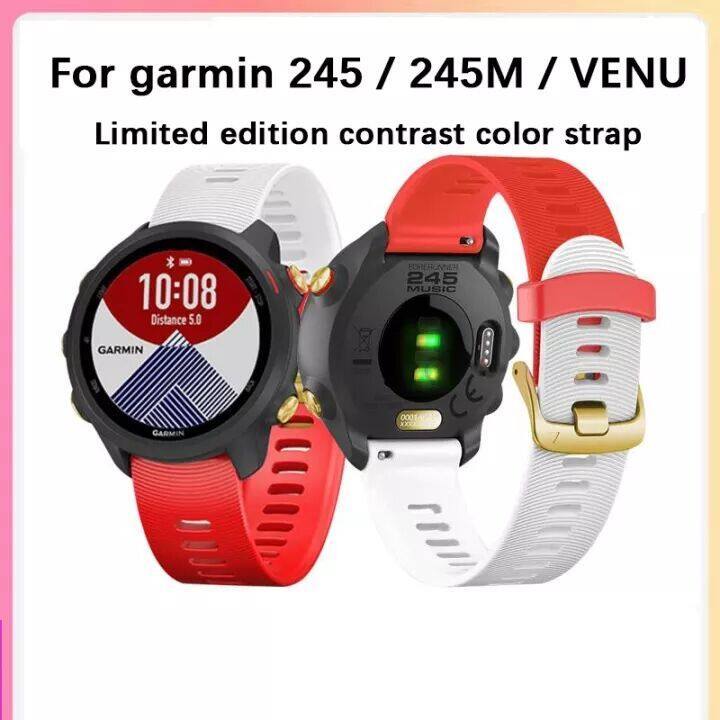 Soft Sports Bracelet Wristbands for Garmin Forerunner 645 245 245M 20mm  Strap Silicone Watch Band for Vivoactive 3 RED