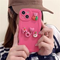 เคสสำหรับ Huawei Mate 50 40 30 P50 P40 P30 Nova 10 9 8 7 Pro 5i 3i Honor 30 50 60 70 3D โดนัทเคสครอบโทรศัพท์สตรอเบอร์รี่หมี