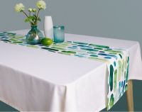 DUNXDECO Table Runner Long Table Cover Fabric Dinner Party Tabelcloth Modern Nordic Fresh Leaf Blue Flora Green Geometric Decor