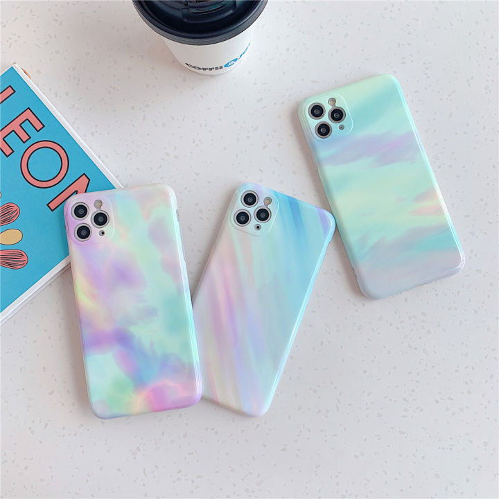 fashion2023tie-dye-gradient-thin-soft-tpu-สำหรับ-13-12-mini-11-pro-x-xr-xs-max-7-8-plus-ยางซิลิโคน-e-slim-marble