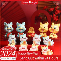 IsaacBorgu 2024 CNY Dragon Year มาสคอตทำจากเรซินมังกรสไตล์จีนตุ๊กตาอุปกรณ์ออฟฟิศตั้งโต๊ะของตกแต่งนำโชคความหมายของปีใหม่จีนของขวัญปีใหม่ตรุษจีน