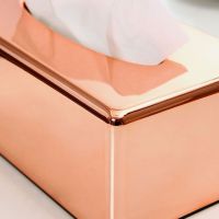 Elegant Rose Gold Rectangle Napkin Paper Rack Tissue Box Towel Napkin Container Holder Home Office Car