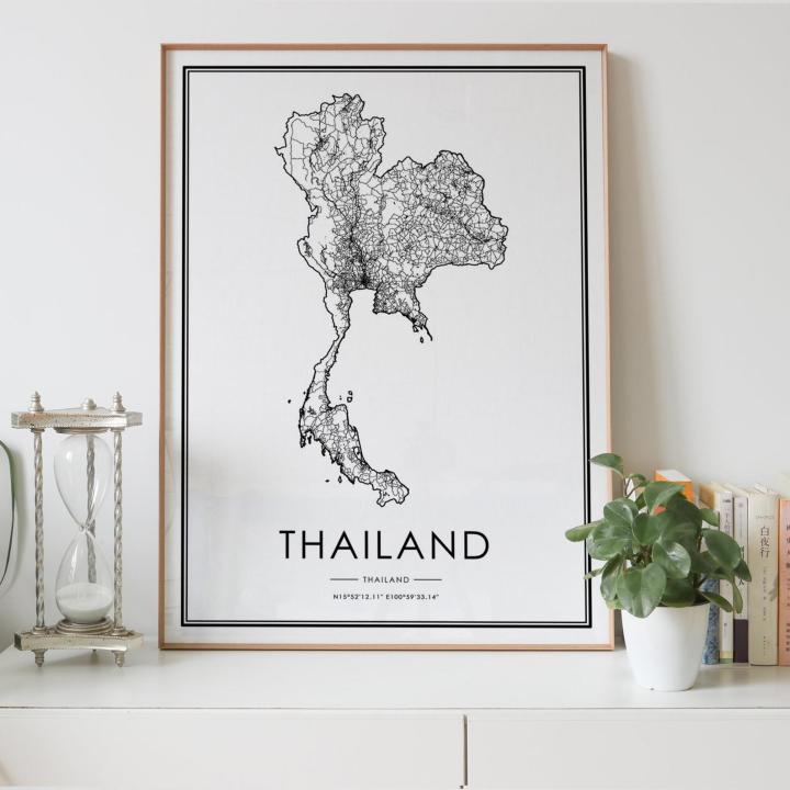 โปสเตอร์ภาพวาดผ้าใบสไตล์นอร์ดิกรูปภาพตกแต่งผนังสำหรับตกแต่งบ้านประเทศไทยแผนที่ถนนประเทศภาพพิมพ์ติดผนังตกแต่งห้อง1023  | Lazada.Co.Th