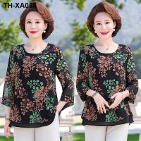 2023 spring and summer new fashion foreign style small shirt lady big brand high-end chiffon shirt womens summer round neck top