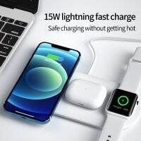 Qi Wireless Charger 3 In 1 Apple Charging Station สำหรับ 11 12 13 Pro Max Mini Airpod Samsung Xiaomi ศัพท์มือถือ