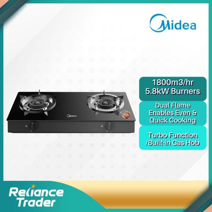 Midea Gas Stove Table Top Tempered Glass 2 Burner