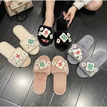 Womens Slippers Indoor Home Cute Fashion Mahjong Cat Slippers for Women  Fuzzy