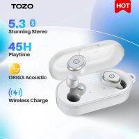 หูฟัง5.3บลูทูธ T10 TOZO หูฟังเอียบัดไร้สายมีเบสใหญ่กันน้ำ IPX8เวลาเล่น45ชั่วโมงหูฟังพาดคอไมโครโฟนในตัวสำหรับเล่นกีฬา