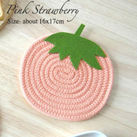 Cartoon Red Strawberry Fruit Placemat for Dining Table Drink Tea Coaster Cup Dish Drying Mat Pad Cotton Pot Holders Home Decor