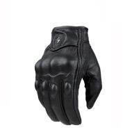 Retro Goatskin Leather Motorcycle Gloves Dirt Bike Off-road Motocross Breathable Touch Screen Full Finger Moto Motocross