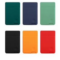 【CW】 Self-Adhesive Sticker Card Sleeves Wallet Stick ID Credit Holder Elastic Silicone Cellphone