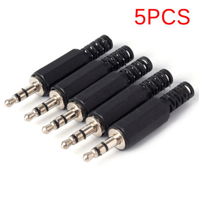 5pcs Black Plastic Pure Copper Conductor Housing Audio Jack Plug Headphone Stereo 3.5mm Male Adapter Cables Converters