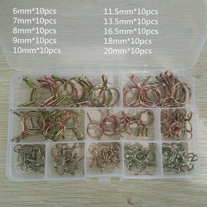 100pcs Hose Clamp High Quality Zinc Plated Spring Clips Gear Hose Fuel