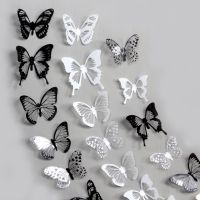 ◕◕❇ 18pcs/lot Black Crystal Butterflies 3d Wall Sticker Beautiful Butterfly Living Room for Kids Room Wall Decals Home Decoration