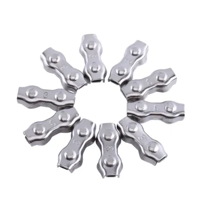10Pcs M3 3mm Duplex Clips Stainless Steel Wire Cable Rope Grips Clamps Caliper