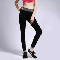 Ladies Yoga Fitness Running Legging Sports Pants Trousers(Gray/Black)