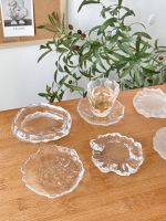 Glacier frosted coasters saucers teacups heat-insulated coasters fruit plates side dishes dessert dishes glass sauce dishes