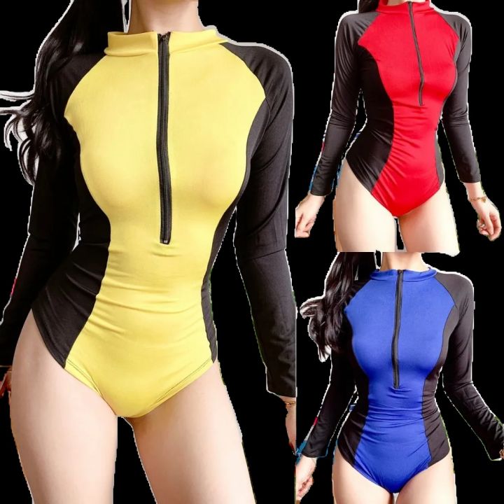 ชุดชุดว่ายน้ำสำหรับชุดว่ายน้ำสตรีสำหรับผู้หญิงเซ็กซี่2023ชุดว่ายน้ำชิ้นเดียวชุดว่ายน้ำ-rashguard-ซิปยาว