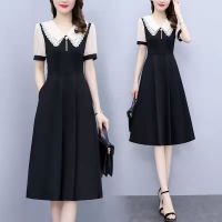 ▬❧ Hollow out led chiffon sleeve splicing temperament of cultivate ones morality dress 2023 summer sets the new long