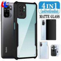 4in1 MATTE GLASS &amp; สำหรับ Xiaomi Redmi หมายเหตุ10Pro 10S 10 5G 9S 9 8 7 Pro 8T 9T 9a 9c Mi Poco M3 Pro 5G X3 Nfc X3 10T Pro 10T lite อะคริลิคใบมีดเคสโทรศัพท์หน้าจอป้องกันหน้าและด้านหลังฟิล์มเลนส์