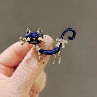 Kawaii Cute Blue Cat Brooches for Women Good Omens Anime Enamel Pins for Backpacks Lapel Pin Jewelry Clothing Accessories Gifts
