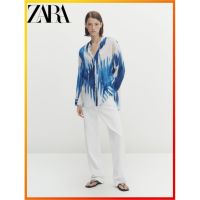 ✶▧℗ Zara เสื้อเชิ้ตแขนยาว ผ้าฝ้าย พิมพ์ลาย สวมใส่สบาย สไตล์ฝรั่งเศส 05124820420