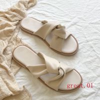 Womens Korean Fashion Trend Breathable Sandals New Korean Style Flat Bottom Sandals with Bow Tie in 2020 Summer