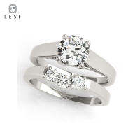 Lesf 1กะรัตรอบ Moissanite เพชรแหวนแต่งงานสำหรับผู้หญิงหมั้นของขวัญอินเทรนด์เครื่องประดับจัดส่งฟรี