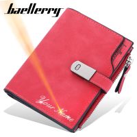 【CC】 New Short  Wallets Magnetic Buckle Name Engraving Top Card Holder Female Purse Wallet