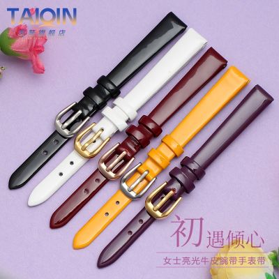 Small Size Suitable for High Gloss Genuine Leather Leather Watch Strap Fashion Ladies Patent Leather Bracelet Black Red 6 8 10mm