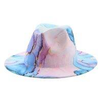 Hats For Women Fedoras Print Tie Dye Luxury Western Cowboy New Style Jazz Men Caps Women Felted Panamas Fedora Hat Chapeau Femme