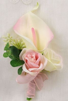 Meldel ช่อดอกไม้พันมือข้อมือสำหรับเจ้าสาว,สำหรับเจ้าบ่าวเจ้าบ่าวดอกไม้ไหมประดิษฐ์กระดุมสำหรับตกแต่งงานปาร์ตี้ดอกไม้งานแต่งงาน