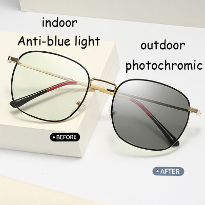 แว่นตากันรังสีโฟโตโครมิกแบบ2 In 1,แว่นตากันแสงสีฟ้ากรอบโลหะแว่นกันแดดแว่นกันแดด